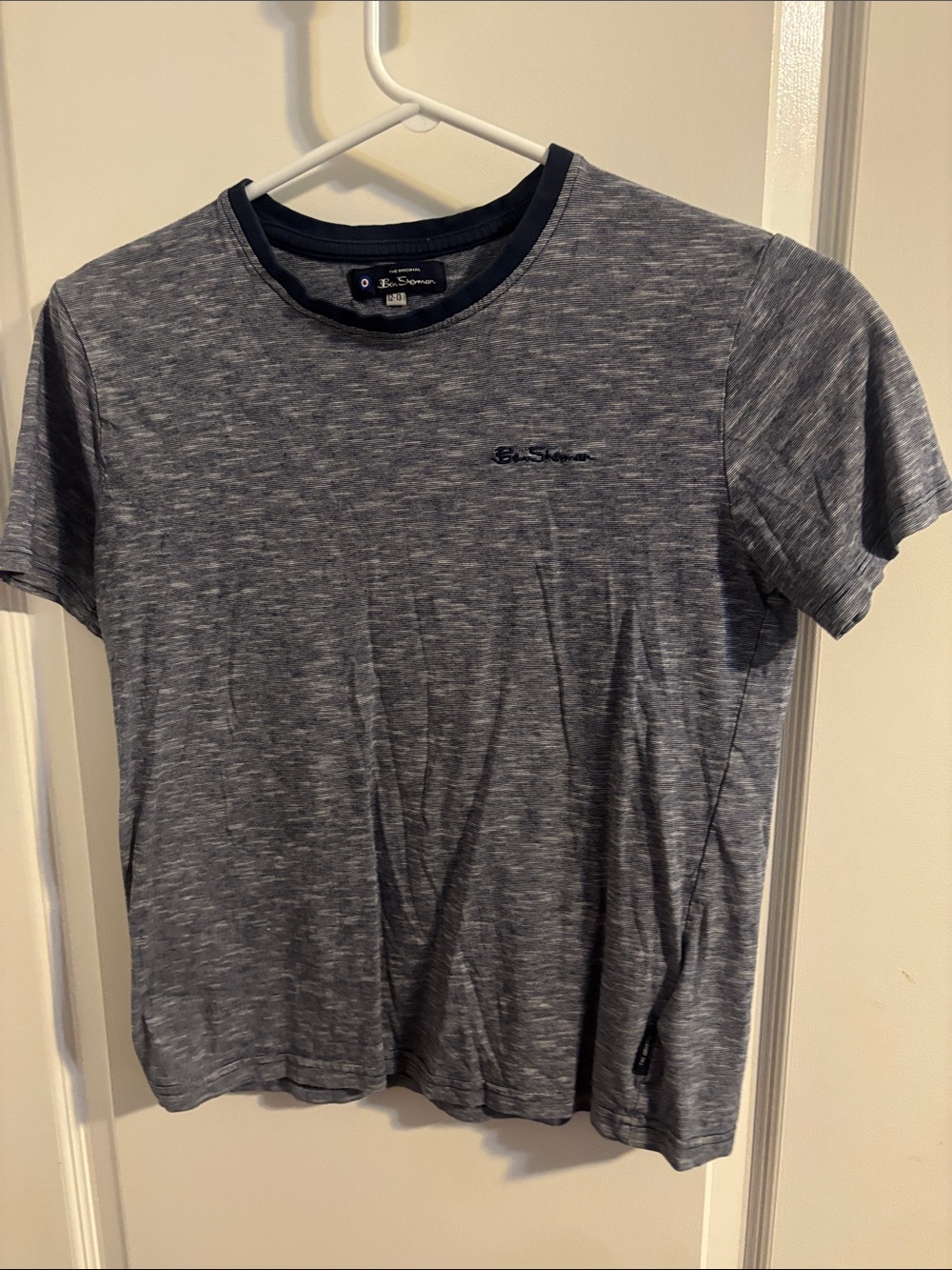 Ben Sherman Heathered Gray Short Sleeve Tee with Navy Trim